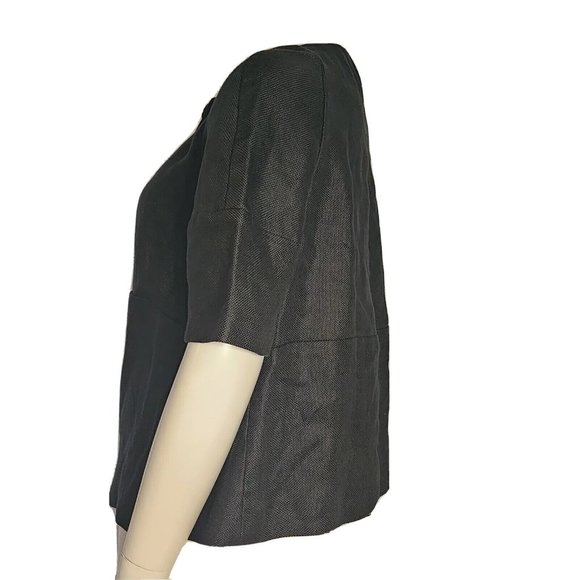 PRINGLE of SCOTLAND Solid Black Linen Short Sleeve Cardigan Womens UK 10 US 6 - Picture 2 of 7